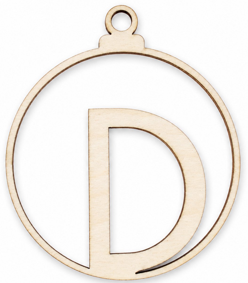 Houten kerstversiering - Wooden Christmas decoration | Letter “D” | 9cm | Licht hout - Natural wood | Kerstbal - Christmas tree bauble - Houten Hangers - Kerstboom - Alfabet - Alphabet - Kerstdecoratie - Naam