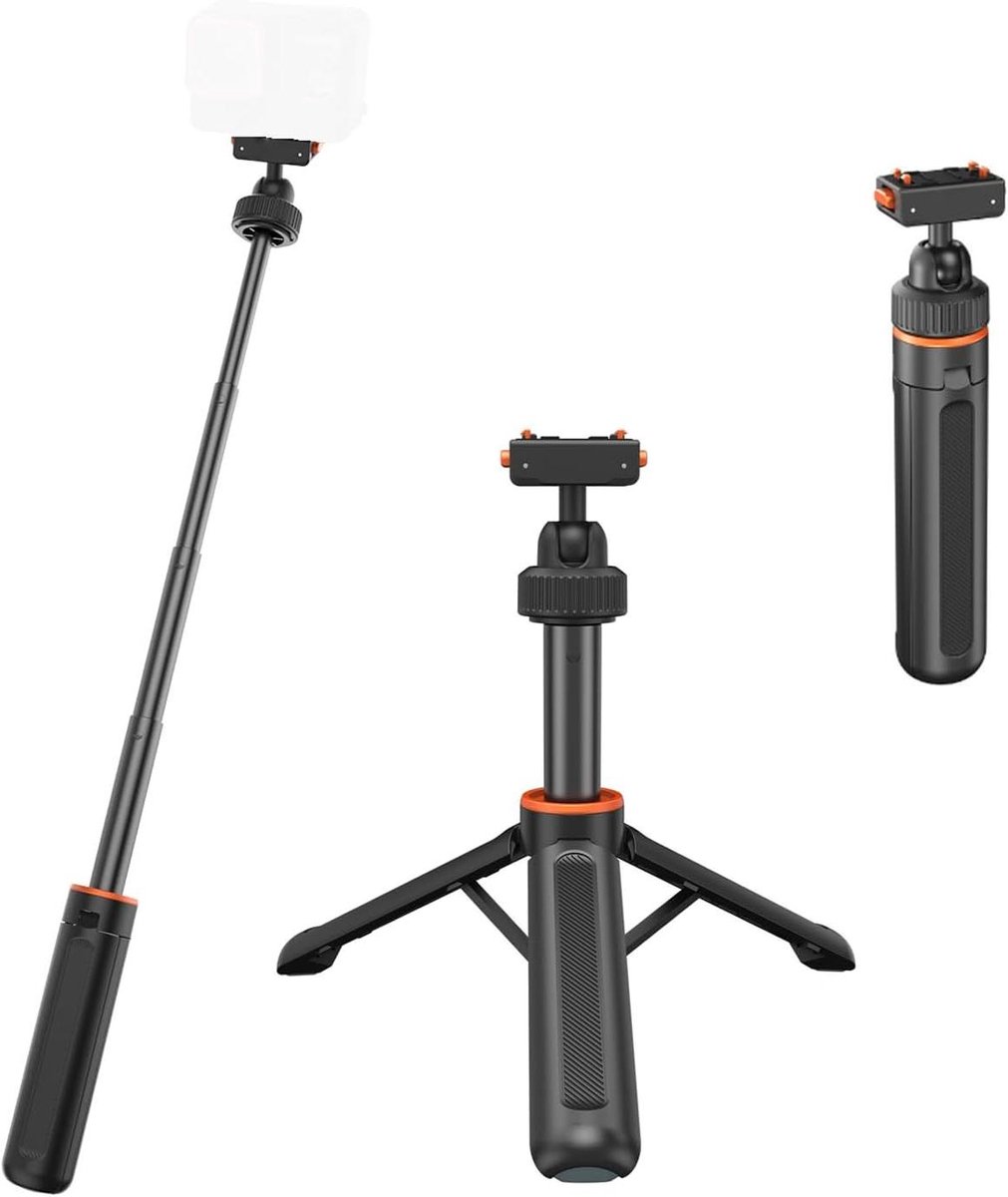 Verlengstok Statief - Selfiestick Monopod - Vloggen Fotograferen - Magnetische Snelsluiting - 17-41 cm - Zwart