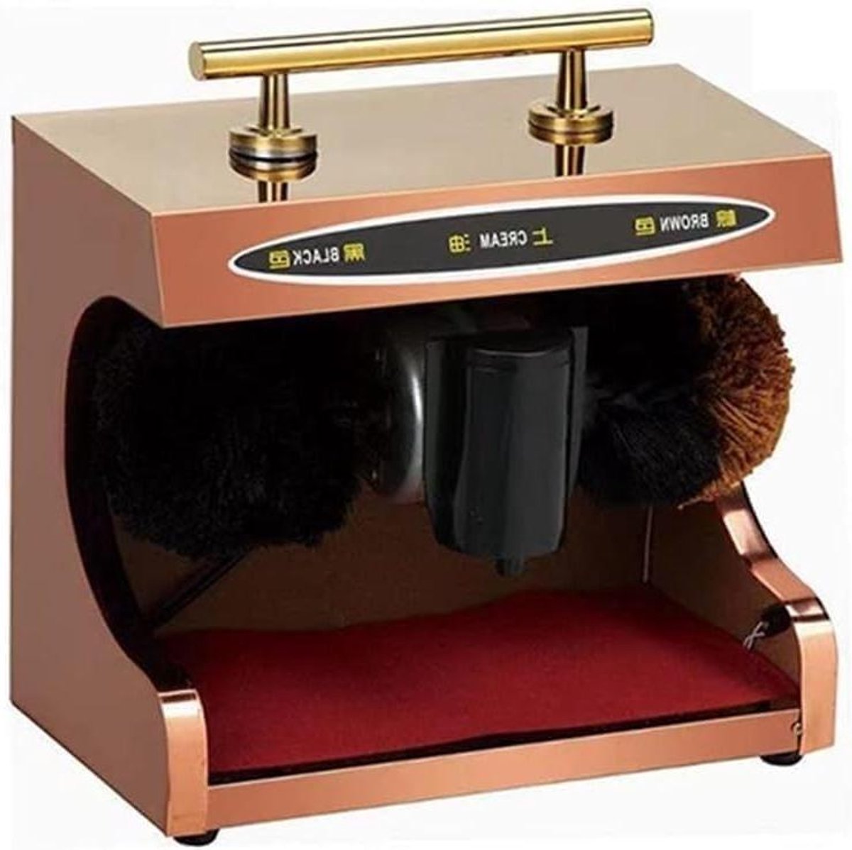 Elektrische Schoenpoetsmachine - Automatische Schoenpoetser - Schoenen Glanzend Houden - Dubbele Borstels - 43x26x37 cm - Roségoud