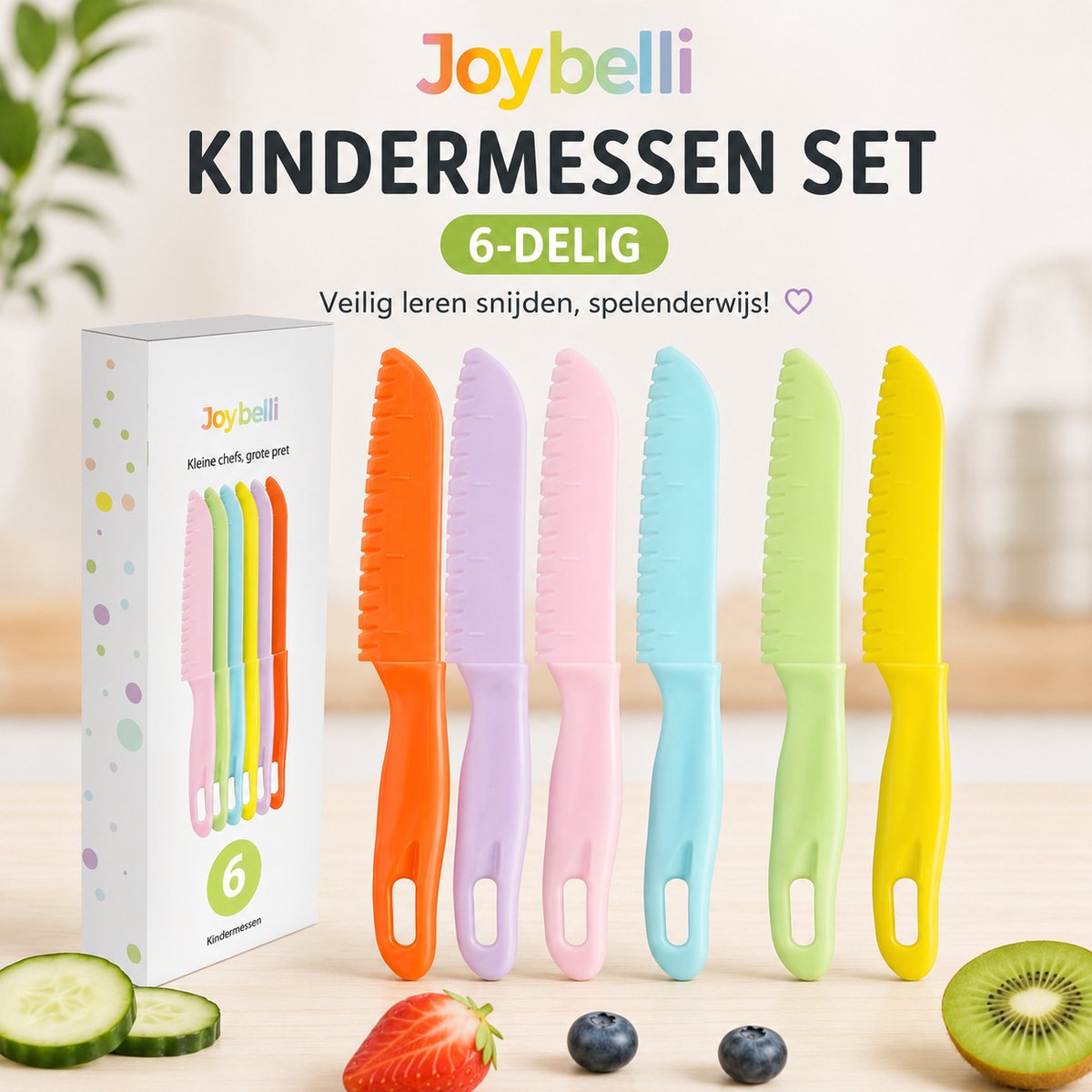 Joybelli® Kindermessen Set 6-delig | Veilige Messen voor Kinderen | Gekleurde Kindermessenset | Kinderkeuken Accessoires | Vanaf 3 Jaar — afbeelding 7