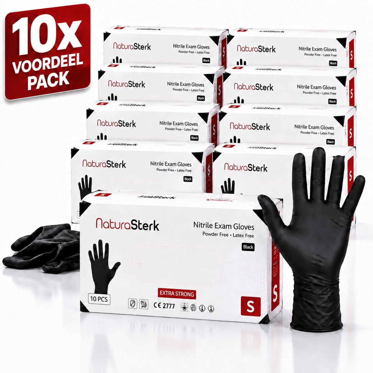 NaturaSterk Wegwerp Handschoenen - Nitril Handschoenen Maat S - 5 g - 10 Pakket x 100 Stuks - Poedervrij - Latex vrij - Niet Steriel - Zwart