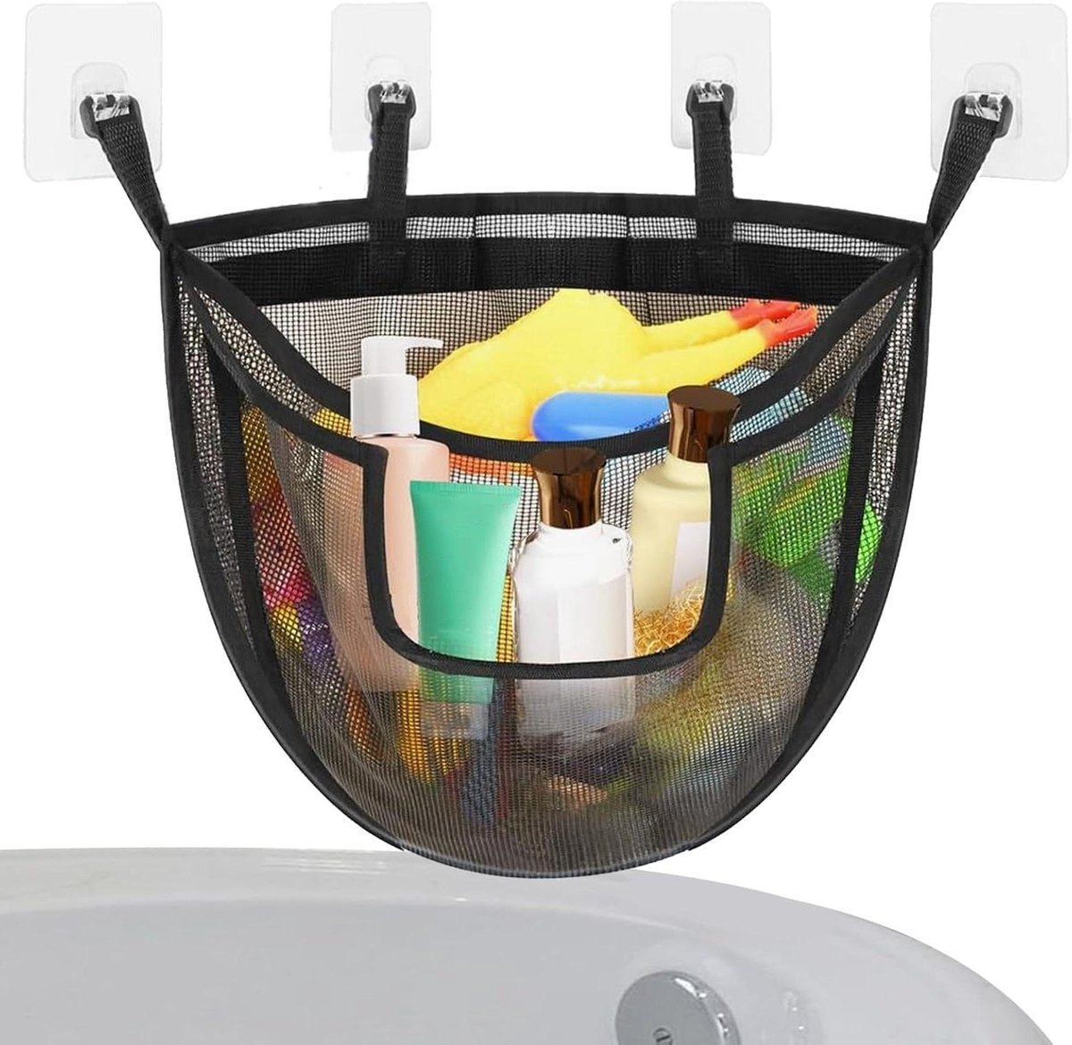 Badkamernet Organizer - Opbergnet Speelgoed - Badkamer Opruimen - Ventilerend Mesh Materiaal - 36 x 46 cm - Zwart