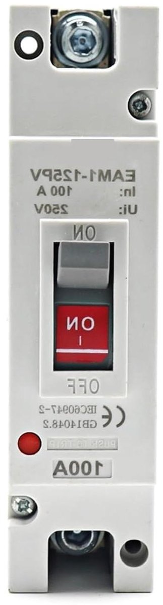 Stroomschakelaar - Overbelastingsbeveiliging - Zonne-energie Bescherming - Compacte MCCB - 1P DC 250V - Zwart