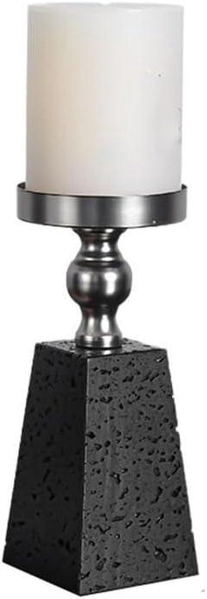 Kandelaar Marmer - Kaarsenhouder Decoratie - Romantische Sfeer Creëren - Klassiek Tijdloos Design - 10x10x10 mm - Zwart