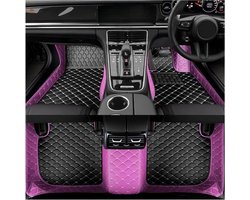 Auto Vloermatten Set - Luxe Matten - Auto Interieur Beschermen - Volledige Dekking - Universele Pasvorm - Paars Zwart