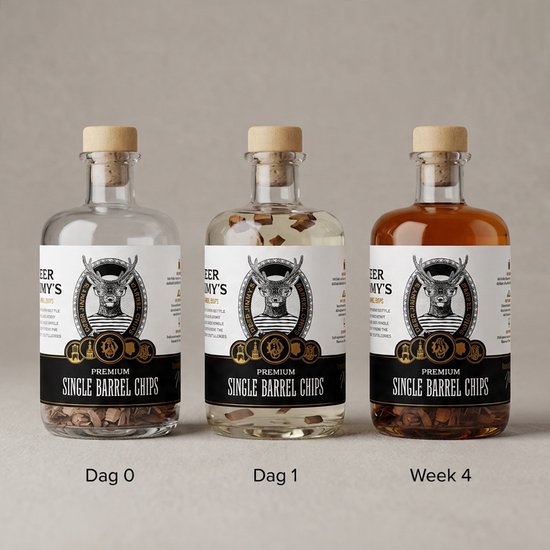 Deer Jimmy's® DIY Whiskey Cadeauset – Maak je eigen whisky met eikenhout uit een Speyside sherryvat – Origineel cadeau voor mannen