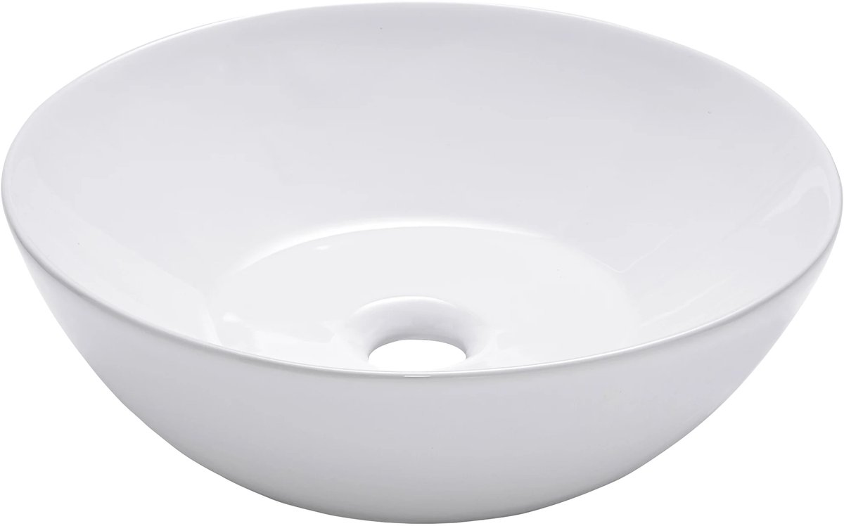 Schulte Wastafel Beco - 38 X 13 Cm - Rond Model - Met Overloop - Wit Keramiek