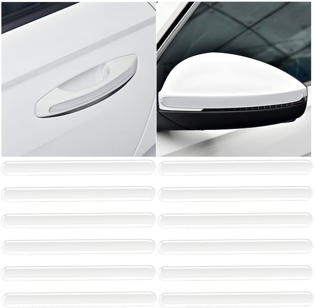 Dailygoods- Anti-botsingsstrip 12 Stuks - Krasbestendig - Waterdicht - Transparant - Auto-accessoires - Hoogwaardig PU-materiaal - Deurbescherming