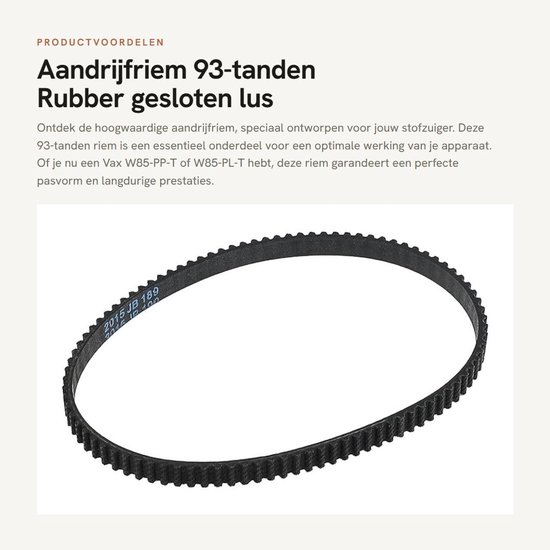 Store_9 - Aandrijfriem - 93-tanden - Rubber gesloten lus - Zwart - Compatibel met Vax - Ideaal voor stofzuigeronderhoud van Store 9 — afbeelding 3