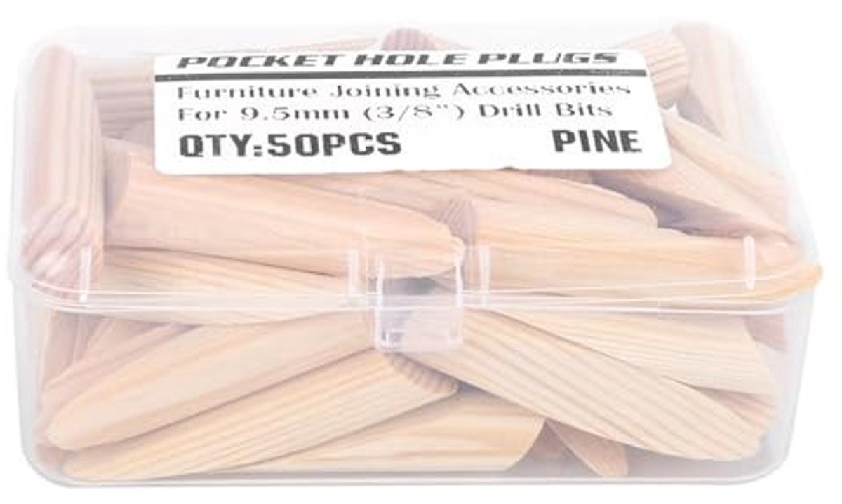 Dailygoods- Pocket Hole Pluggen 50 Stuks - Massief Grenenhout - Schuine Gat Pluggen - Houtbewerking Accessoire - Duurzaam - Lichtgewicht - Houtpluggen