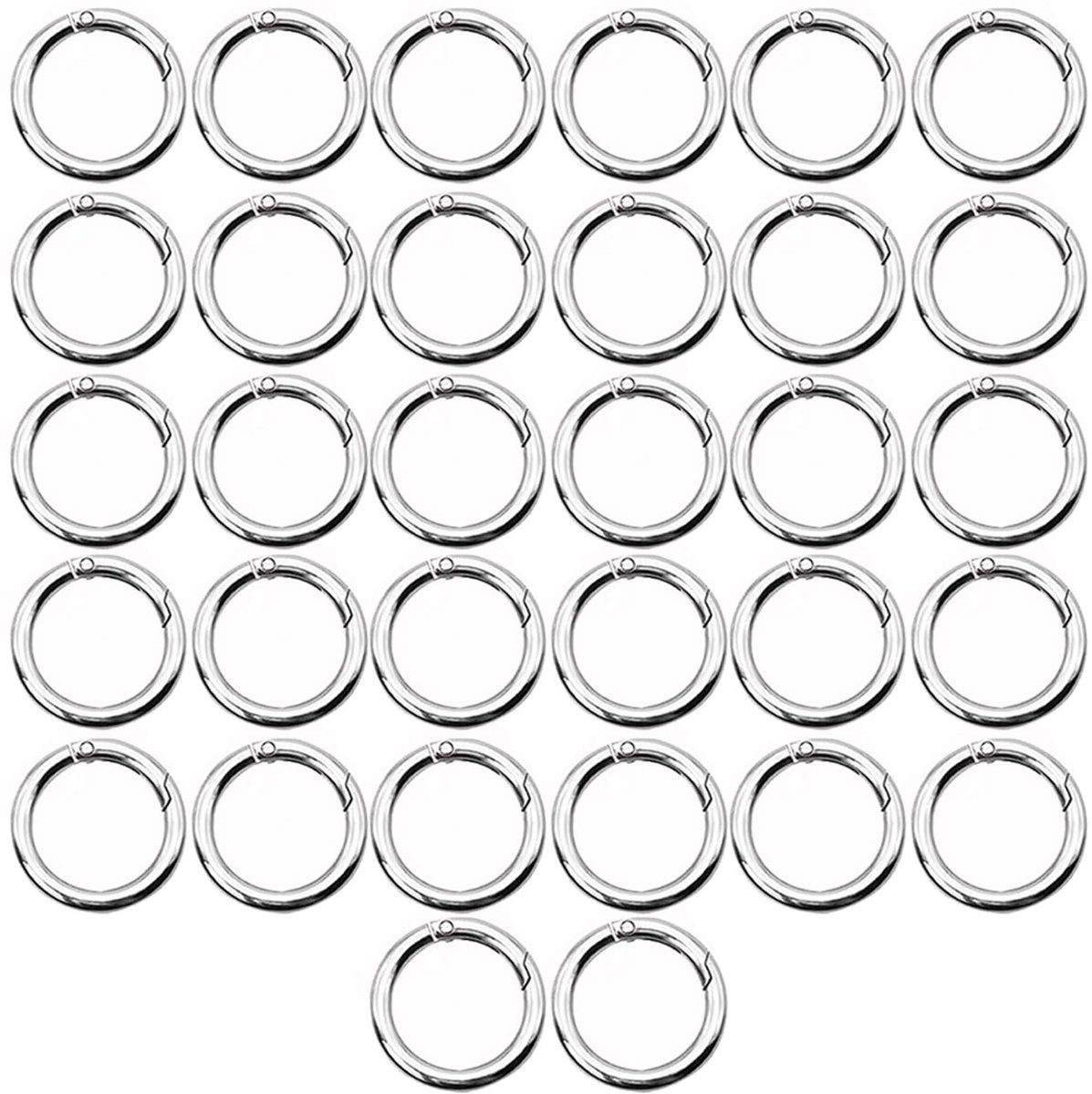 Dailygoods- Karabijnhaak 20 mm - Ronde Karabijnhaak - 32 Stuks - Zinklegering - Roestvrij Staal - Veersluiting - Karabijnring