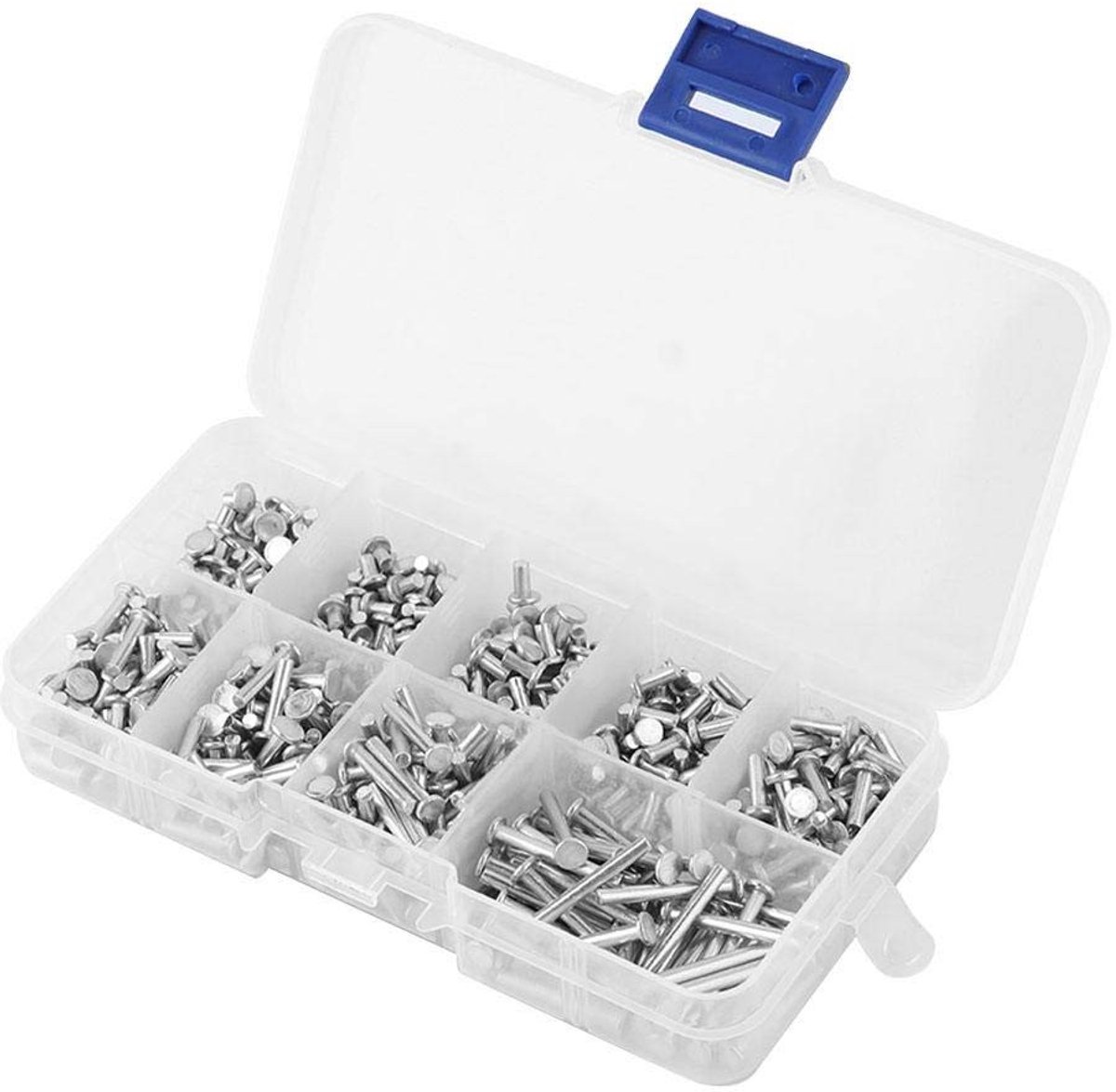 Dailygoods- Klinknagels Set - 450 Stuks - Platte Kop - Aluminium - Corrosieweerstand - Lengte 3 mm/20 mm - Stevige Structuur - Bevestigingsmaterialen