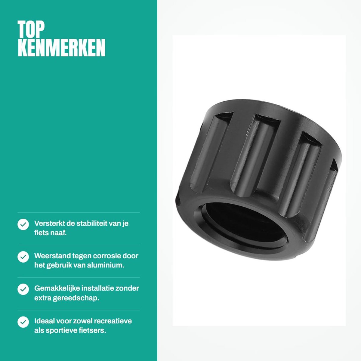 Dailygoods- Steekas Moer Aluminium - M12 X 1,5mm - Fiets Accessoire - Mountainbike - Binnendiameter 12mm - Eenvoudig te installeren - Fietsnaven