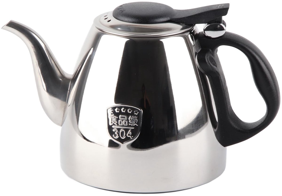 Dailygoods- Theeketel 1,5L - Roestvrij Staal - Kookplaat - Ergonomische Handgreep - Duurzaam - Grote Dekselopening - Waterkoker