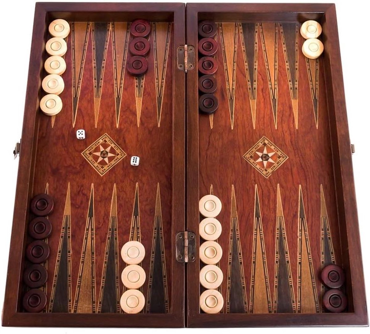 Houten Backgammon Set - Tafelspel Luxe - Strategisch Spel - Handgemaakte Kwaliteit - 43 x 20 cm - Natuurlijk Hout