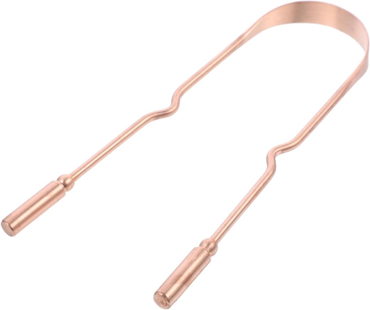 Koperen Tongschraper - Mondreiniger - Frisse Adem - Ergonomisch Ontwerp - 13 cm Lengte - Goud