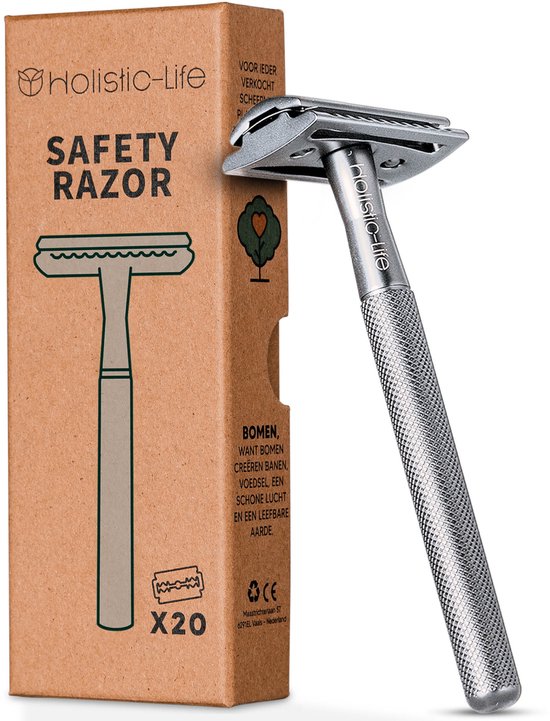 Razor de Safety + 20 Lames de rasoir en acier inoxydable – Femmes et hommes – Rasage – Rasoir zéro déchet – Cadeau durable – Lames à double tranchant