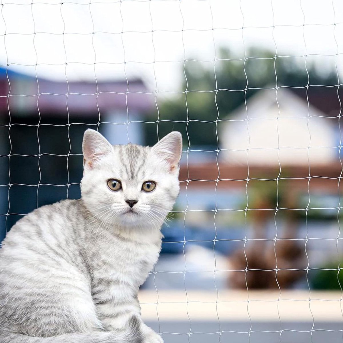 Veiligheidsnet voor huisdieren - 2 × 1,5 m - Valbeveiligingsnet voor katten - Eenvoudig in gebruik - Transparant nylon gaas - Geschikt voor balkons, ramen en trappen