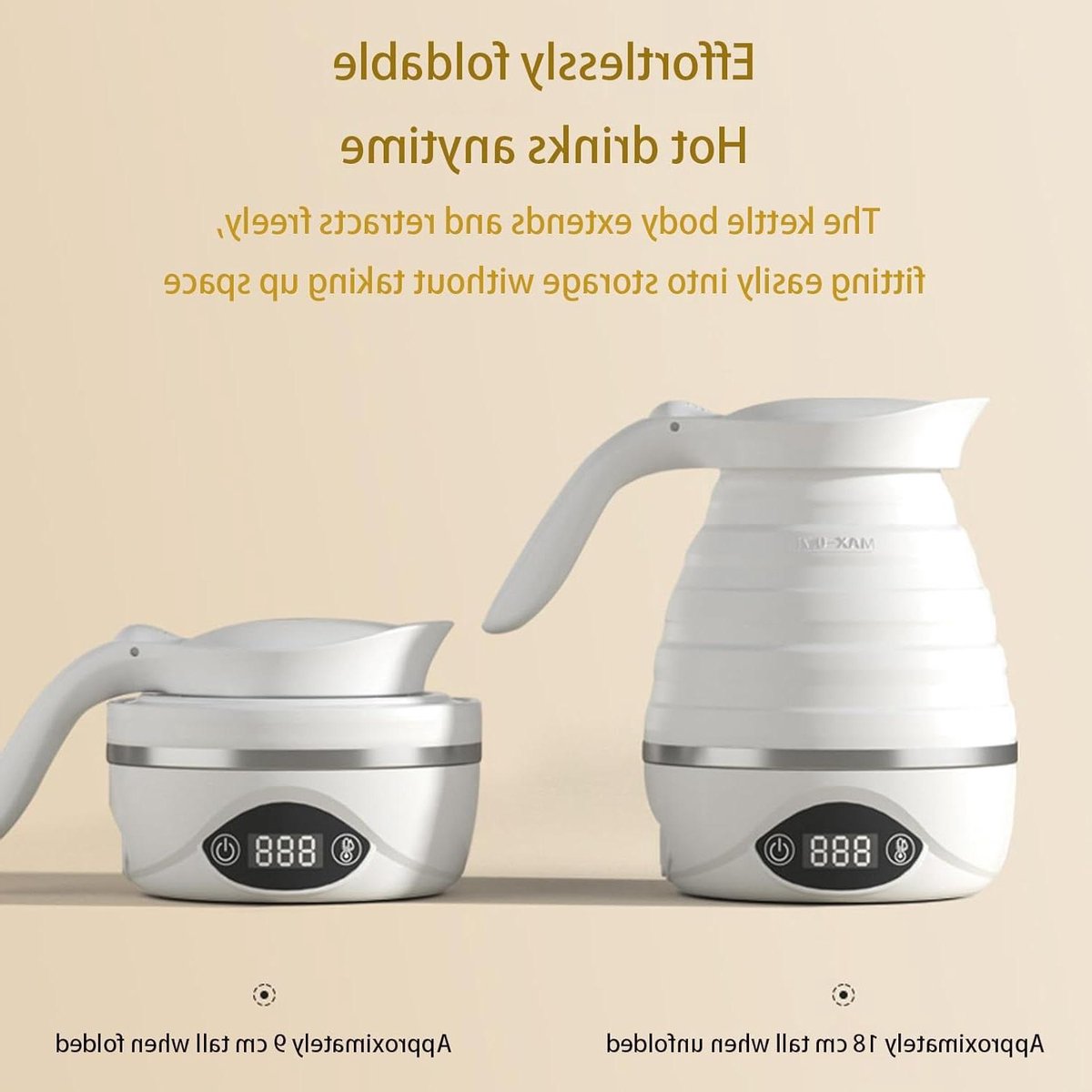 Opvouwbare Waterkoker Reis Waterkoker Snel Water Koken Vijf Snelheden Temperatuur 700 ml Capaciteit One Color