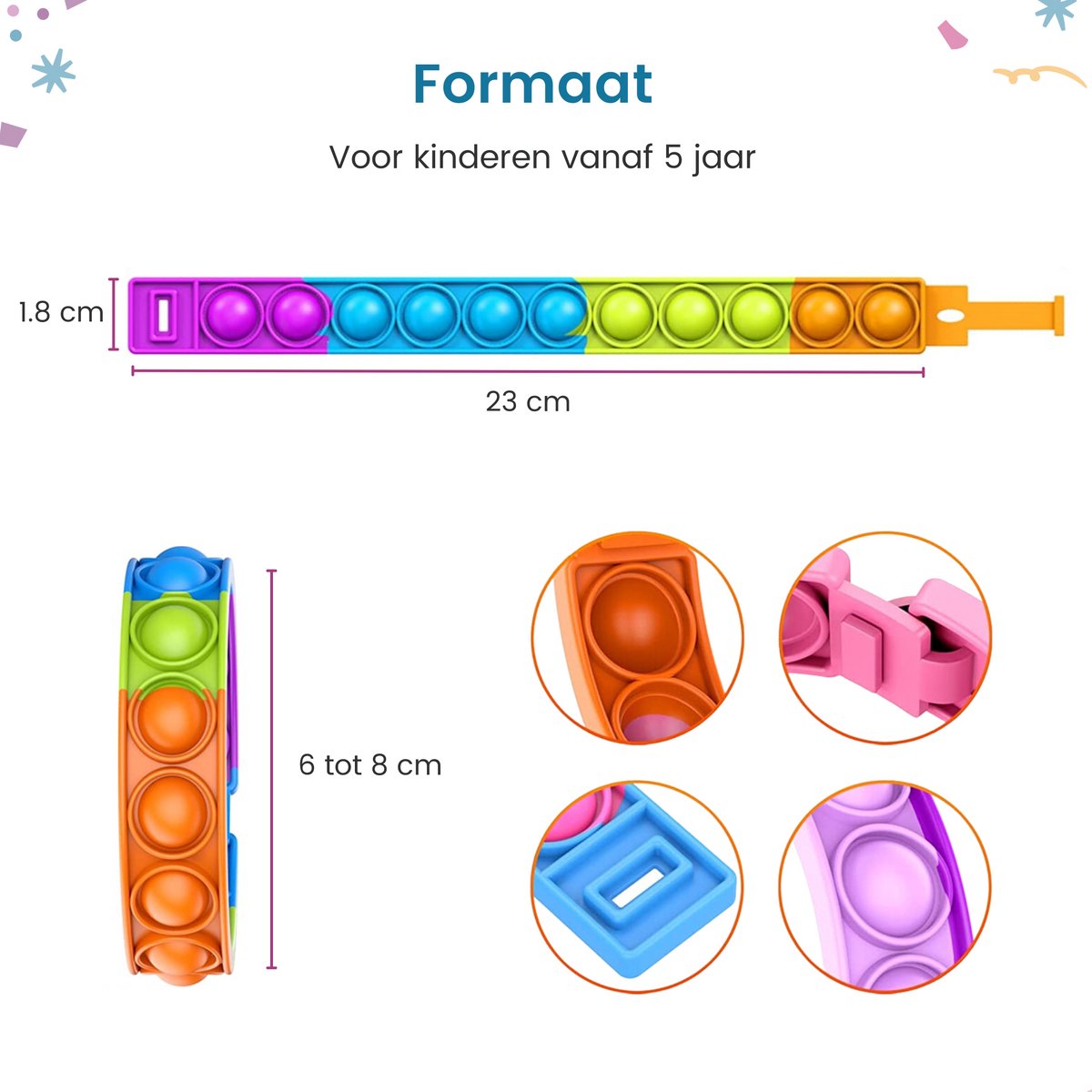 Partizzle 48x Fidget Toys Pop It Armbanden Pakket - Armbandjes Uitdeelcadeautjes - Grabbelton Traktatie Cadeautjes - Voor Kinderen & Peuters — afbeelding 7