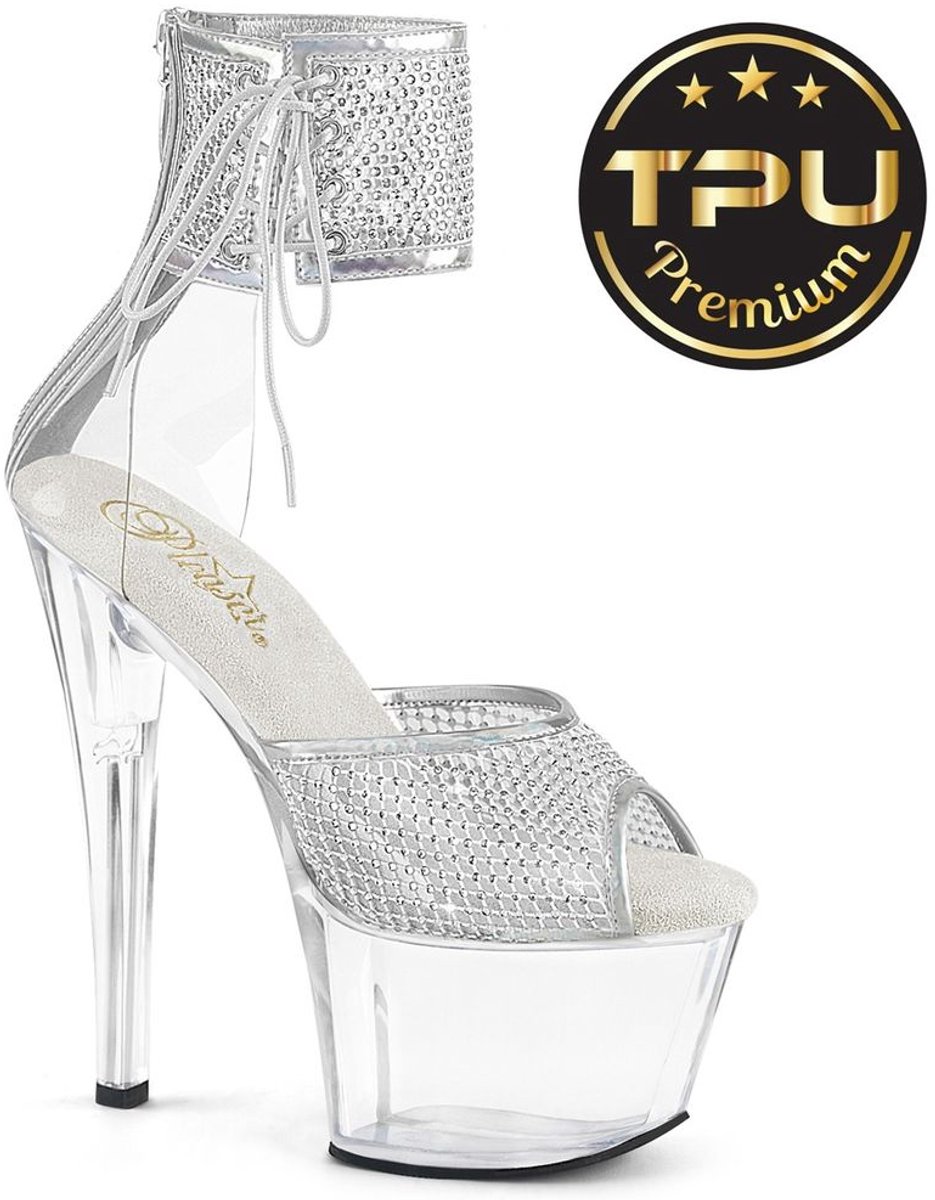 Pleaser - SKY324PREMRSNT Sandaal met enkelband - US 10 - 40 Shoes - Zilverkleurig
