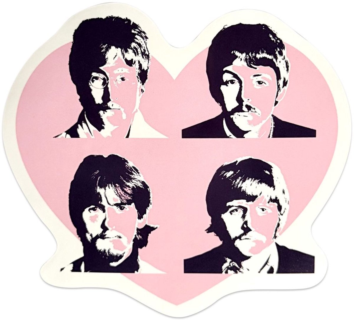The Beatles - Beatles In Heart Sticker - Roze/Multicolours