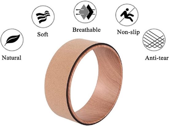 Yoga Wiel - Pilates Ring - Flexibiliteit Vergroten - Natuurlijke Kurk - 33x13cm - Houtkleur van Bellivalini — afbeelding 5