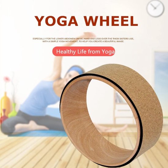 Yoga Wiel - Pilates Ring - Flexibiliteit Vergroten - Natuurlijke Kurk - 33x13cm - Houtkleur van Bellivalini — afbeelding 3
