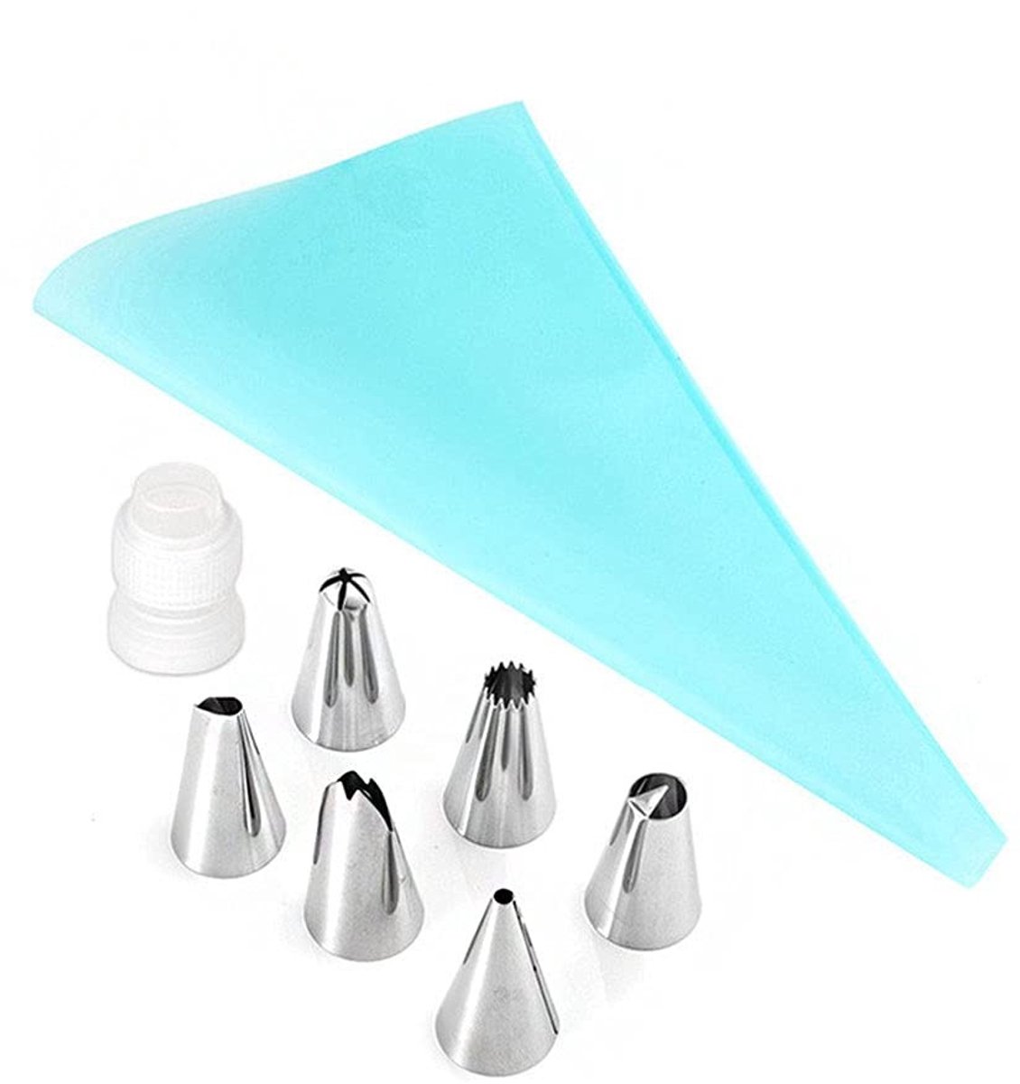 Dailygoods- Bakbenodigdheden Set 8 Stuks - Herbruikbare Siliconen Gebak Zakken 12 Inch - Icing Zakken Tips 6 Stuks - Koppelingen voor Cupcakes - Decoratie Supplies - Ideaal voor Taarten en Koekjes - Decoratieset