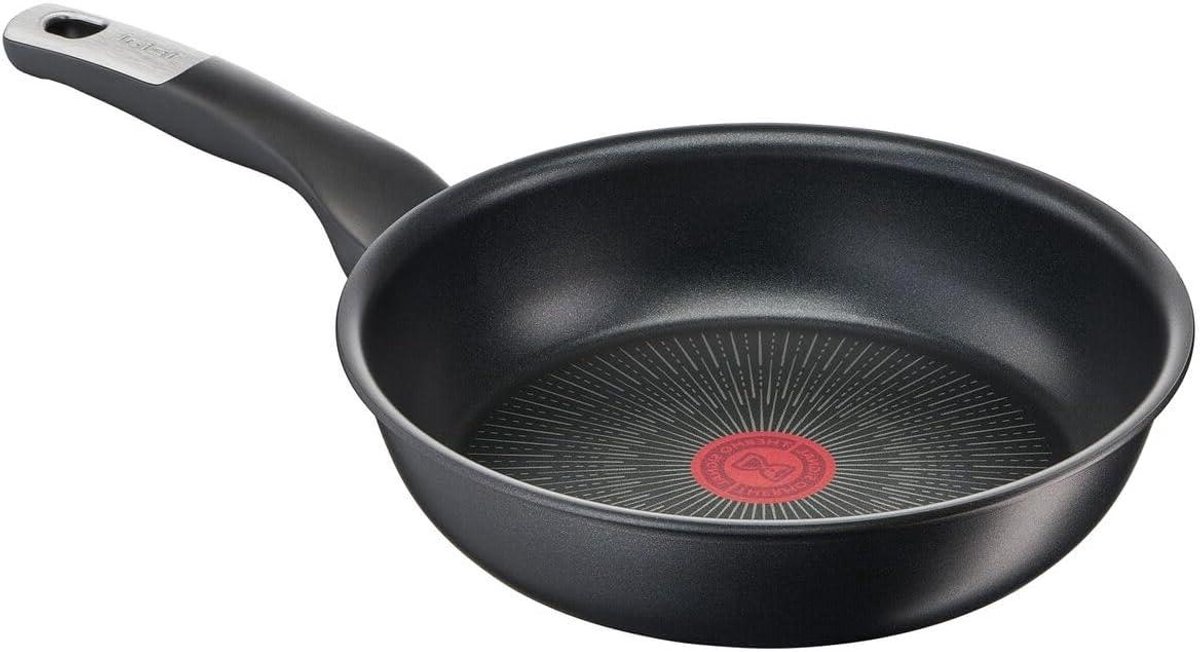 Koekenpan Braadpan Pan Koken Bakken Antiaanbaklaag Temperatuursensor Ø 24 cm Zwart