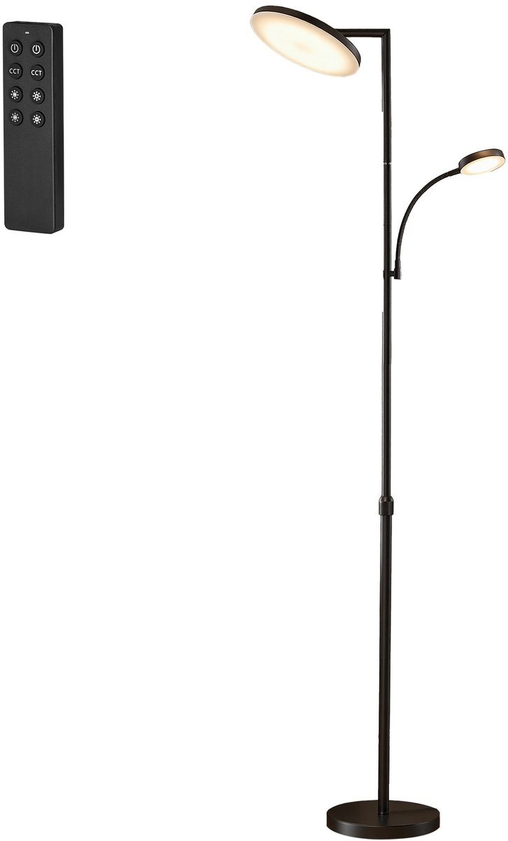 VASAGLE - Lamp - Vloerlamp - Met Leeslamp en Timer - Voor Slaapkamer en Kantoor
