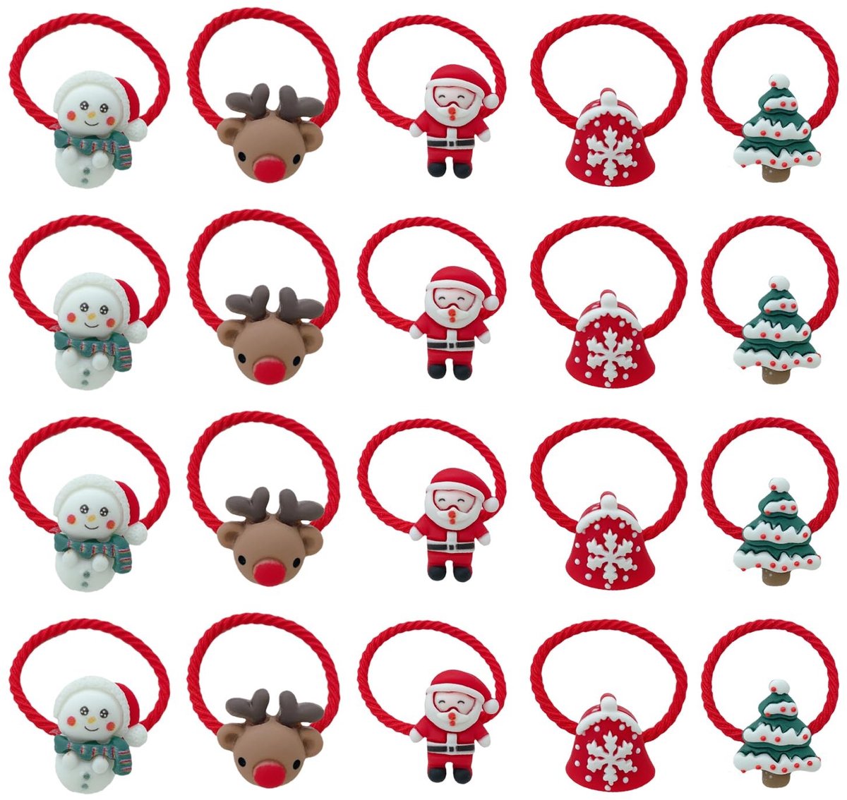 Dailygoods- Haarbanden 20 Stuks - Kerst Haarbanden - Elastische Haarbanden - Hoofdtooi Meisjes - Kinderen - Geschikt voor Paardenstaarten - Haaraccessoires