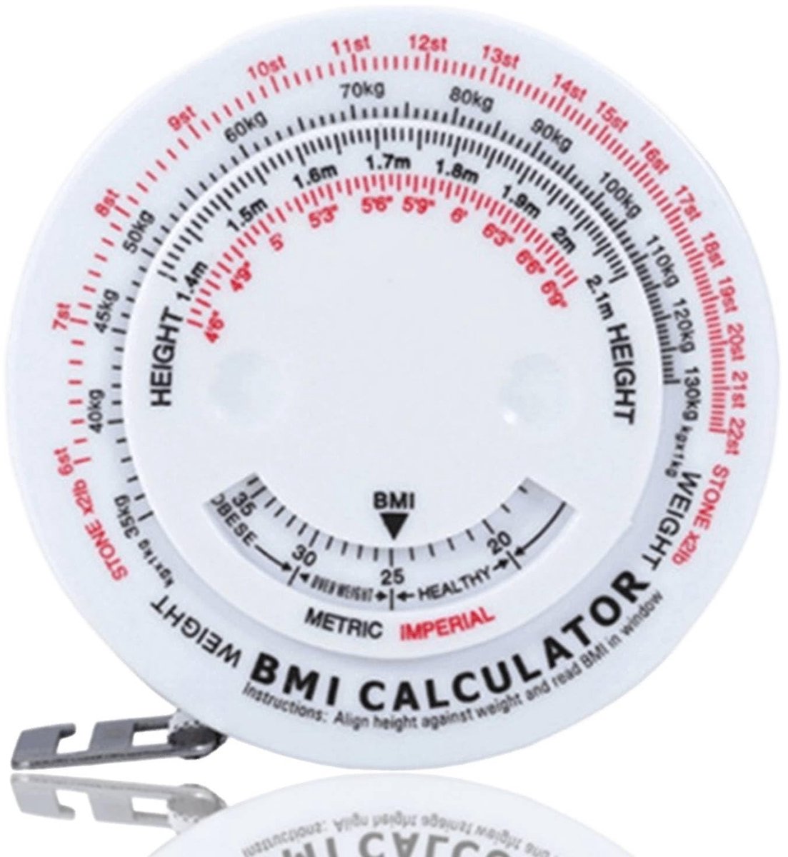 Dailygoods- Meetlint 150 Cm - Lichaamsmeetlint - BMI Meetlint - Intrekbaar - Gewichtsverlies - Meetcalculator - Lichamelijk Meetlint