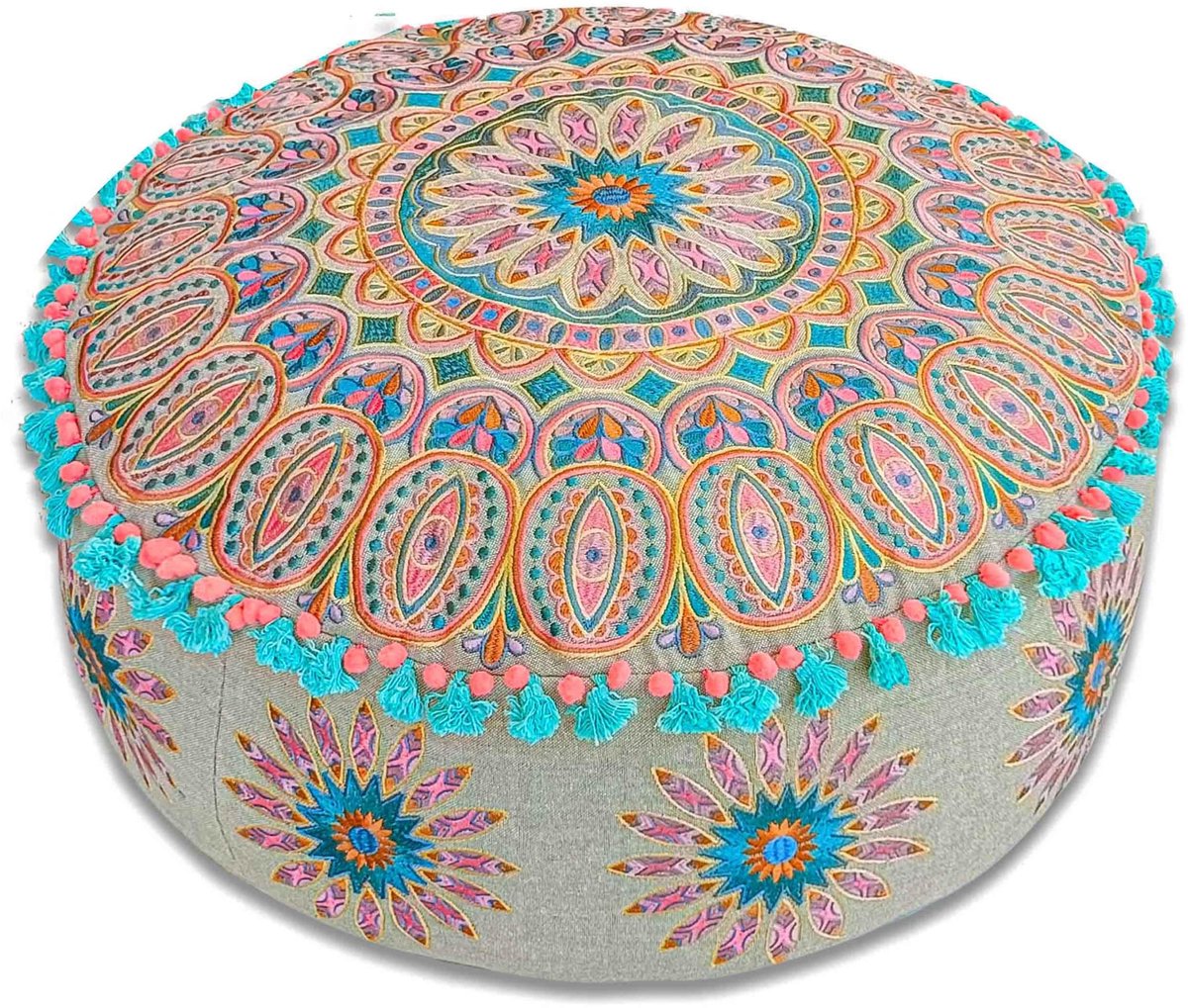 Dailygoods- Vloerkussensloop groot - Boheemse stijl - Ronde poef - Zithoek - Katoen - 61 x 20 cm - Ongevuld - Zitzak