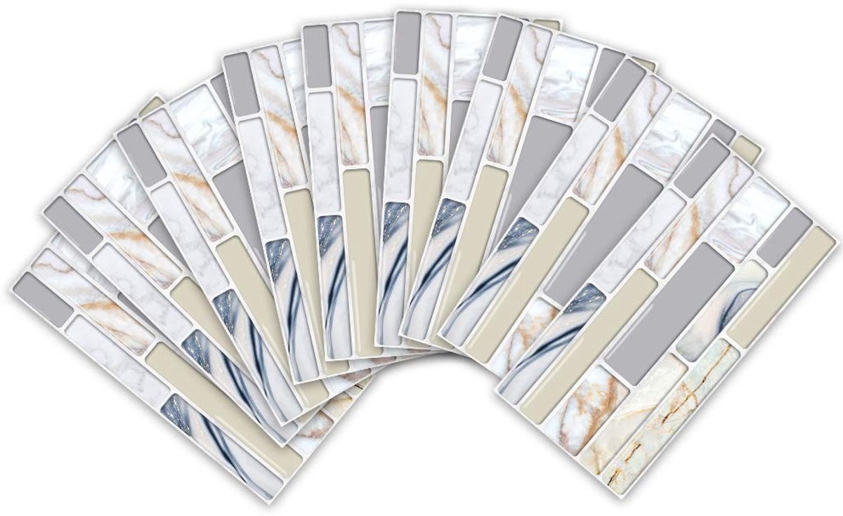 Dailygoods- Tegelstickers 9 Stuks - Zelfklevend - Muurdecoratie - Keuken/Badkamer - Waterdicht - Eenvoudig aan te brengen - Afneembaar - Muurtegelstickers