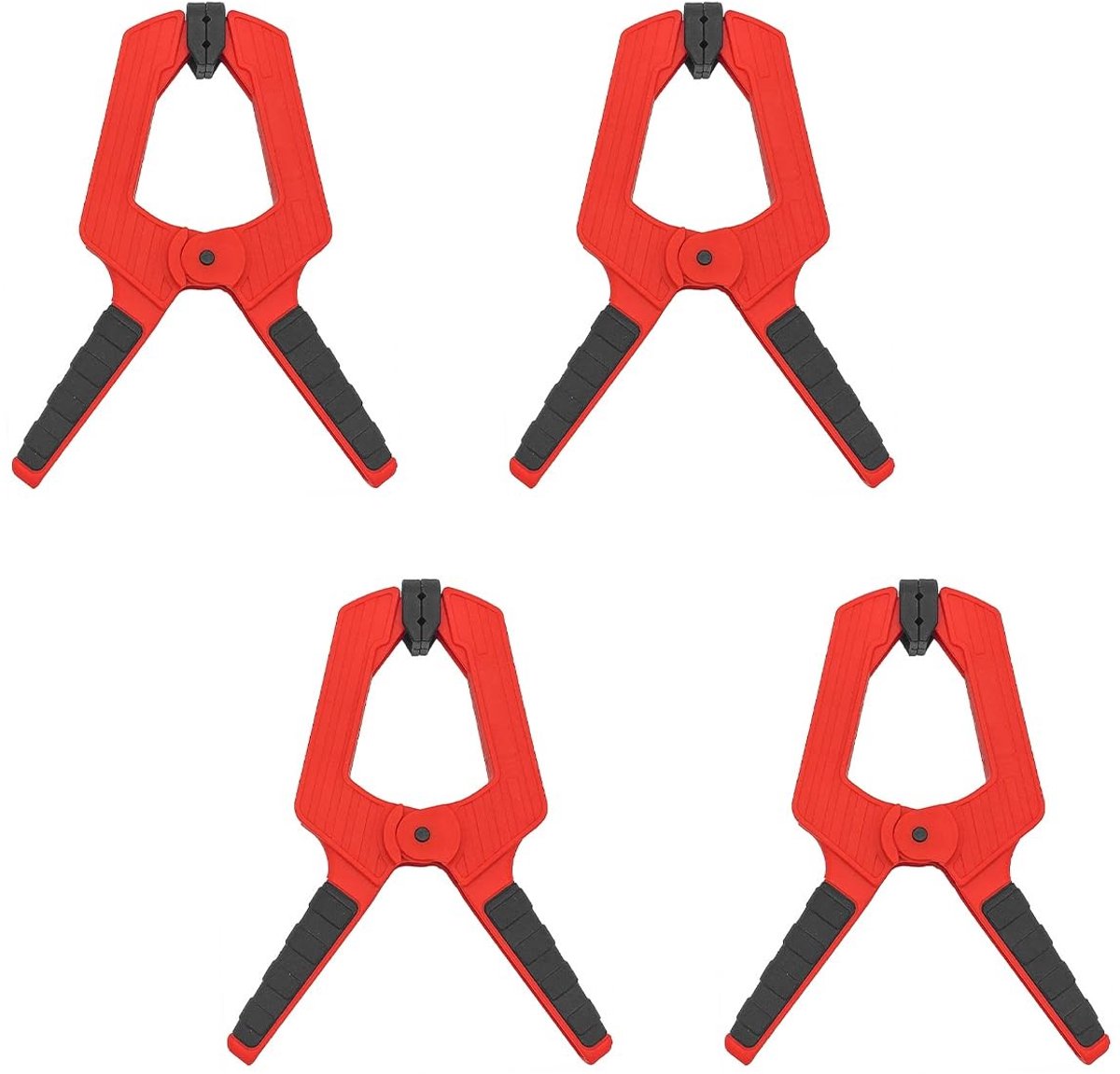 Dailygoods- Veerklemmen 4 stuks - Multifunctionele Klemmen - Hoge Klemkracht - Rubberen Handgrepen - Brede Overspanning - Afmetingen 110mm x 105mm