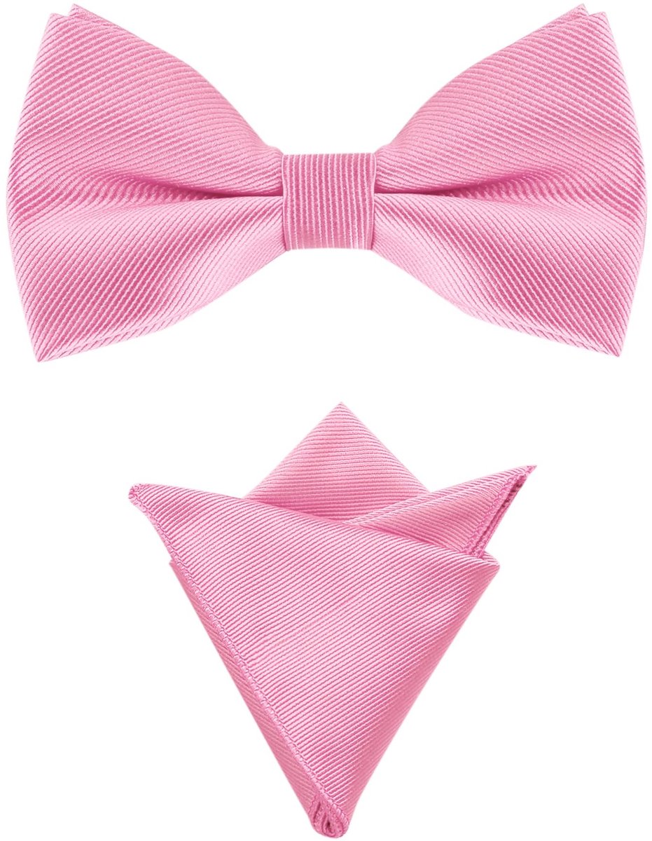 Dailygoods- Zakdoeken Heren - Set van 1 Pochet en 1 Vliegen - Polyester - 13 Kleuren - Maat 23x23 cm - Verstelbare Halsband 31-53 cm