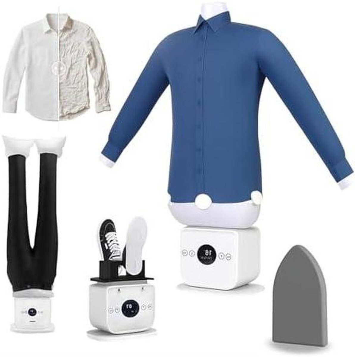 Automatische Overhemddroger - Strijkpop Strijkapparaat - Kleding Strijken - 360 Graden Automatisch - 4.5 kg - Wit