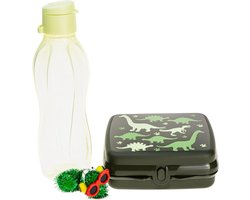 Broodtrommel met fles - Lunch set - Kinderen naar school - BPA-vrij en duurzaam - 500 ml fles - Groen
