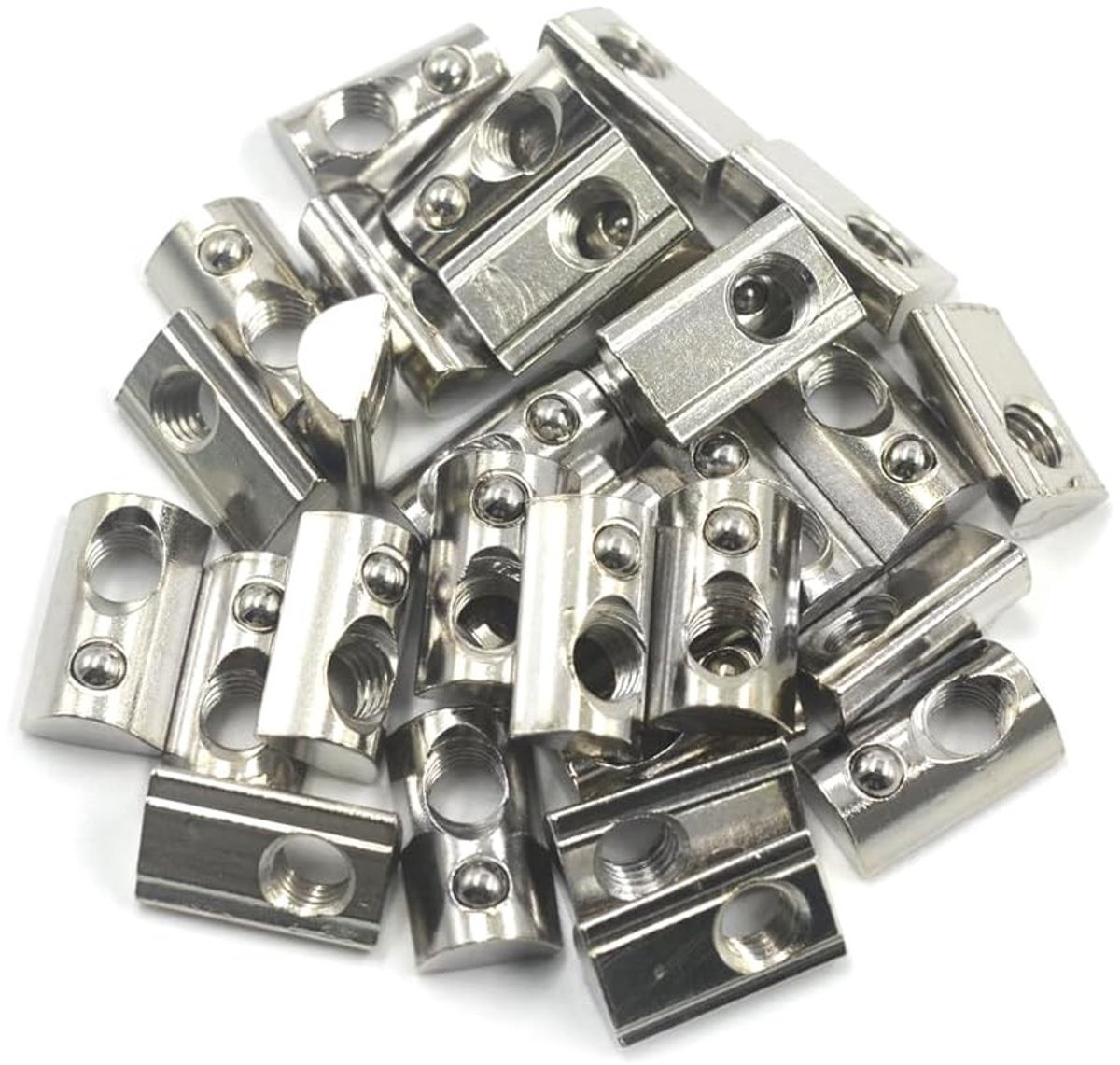 Dailygoods- T-moeren 100 Stuks - Carbon Staal - M8 - Roll-In - Geschikt voor 4040/4080 Aluminium Profielen - 8 Mm Groeven - T-slot Moeren