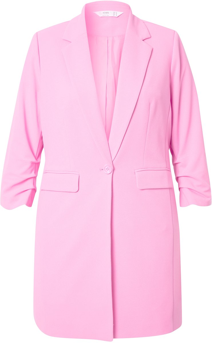 Angel of Style - Dames - Lange blazer comfort fit 3/4-mouw met kleine plooitjes - Flamingo - Maat 56