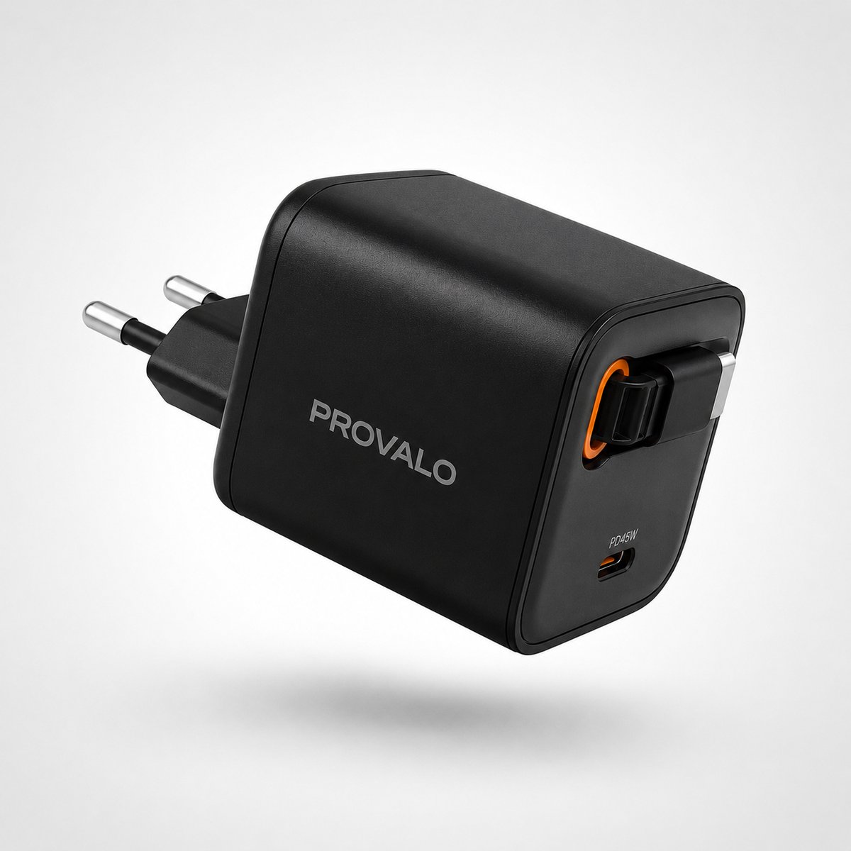 Provalo USB C Snellader 45W GaN – Compacte USB-C Oplader met Ingebouwde Kabel – Fast Charger voor iPhone 16/15, Samsung, iPad, MacBook Air, Nintendo Switch & USB-C Apparaten