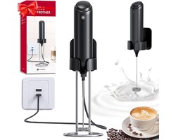 Elektrische Melkopschuimer - Mini Blender - Drankjes Maken - Oplaadbaar Met Standaard - 500mah Batterij - Zwart