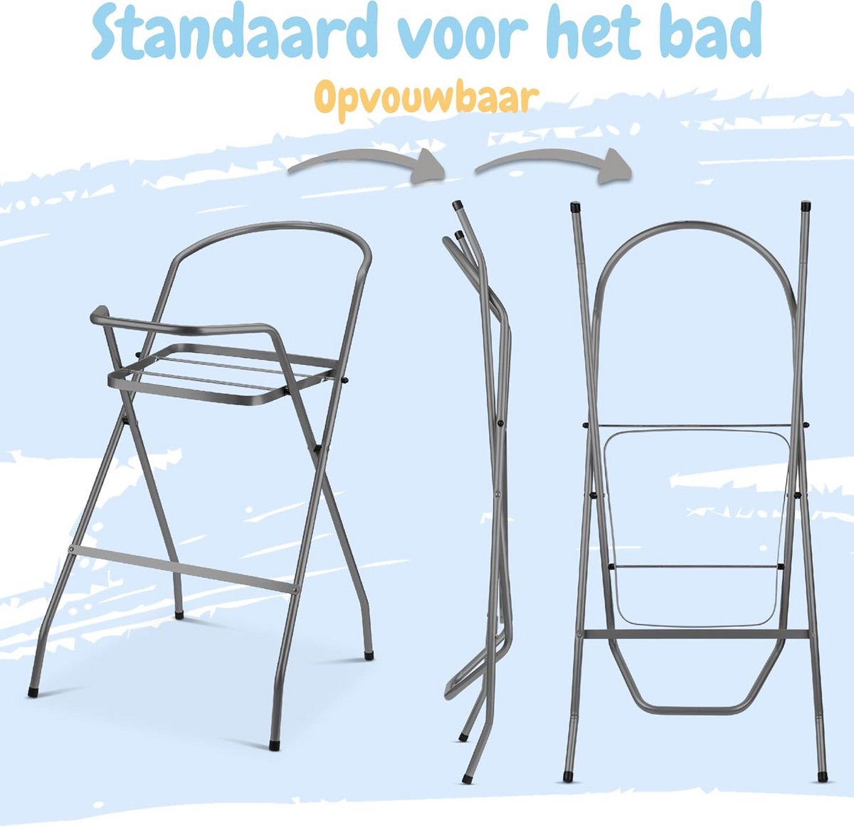 Babybadkuip TÜV-certificeerd, met frame, afvoer en staander Babyverzorgingsset voor pasgeborenen thumbnail 6