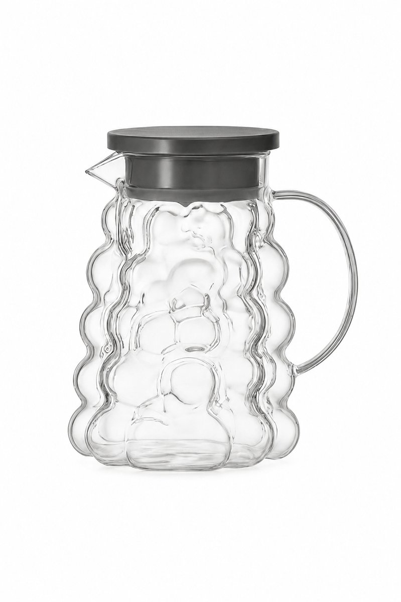 Mevaz Glazen Karaf 1800 ml – Waterkaraf met Deksel en Handvat – Sapkan voor Water, Sap & Ijsthee – Transparant Elegant Design — cadeau in Koken & Dineren - foto 3