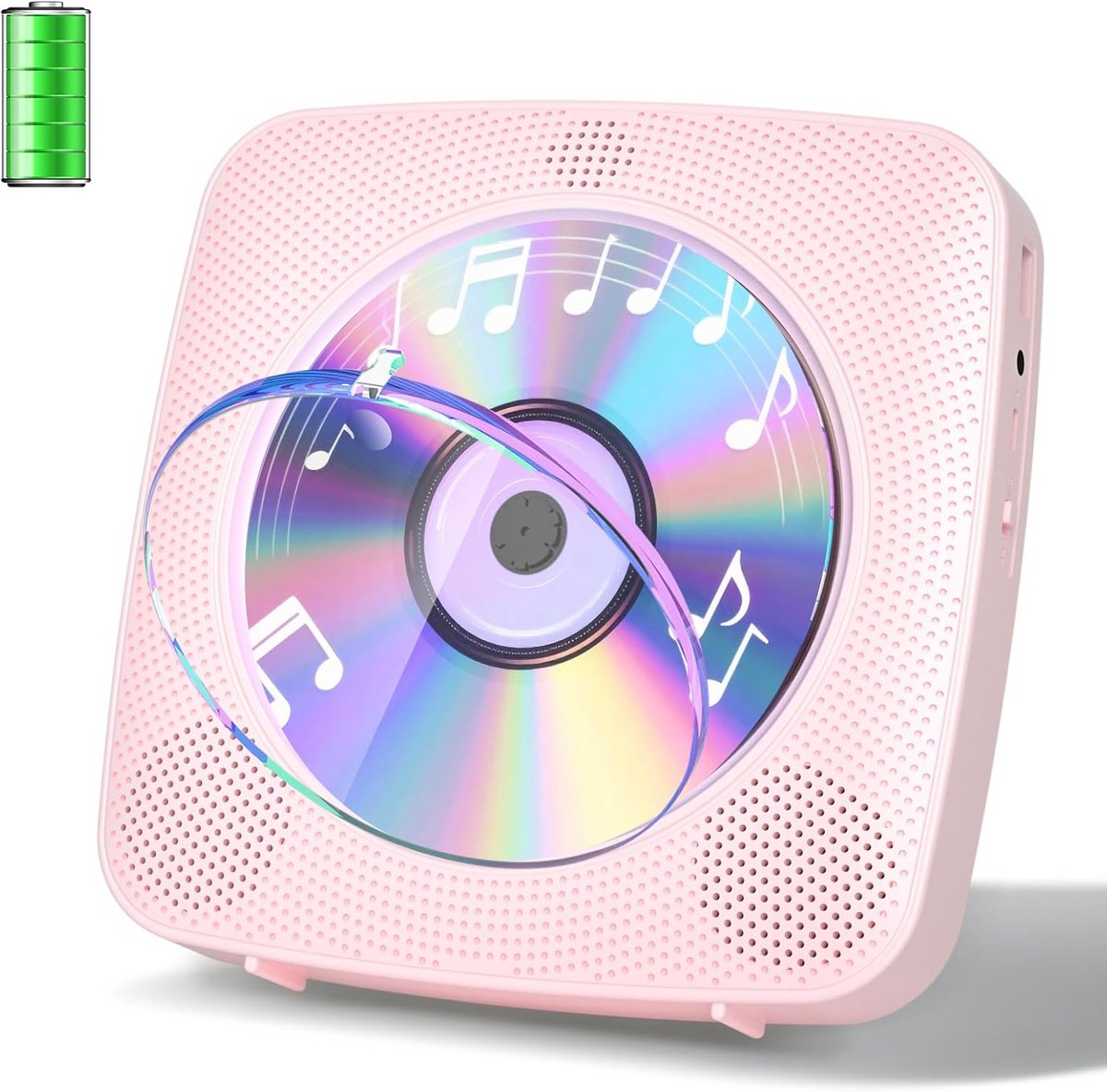 Gueray Desktop Bluetooth cd-speler met luidsprekers voor thuis, 1800 mAh draagbare cd-speler met AUX USB-hoofdtelefoon, Jack FM-radio met afstandsbediening, stofbescherming, LCD-display voor