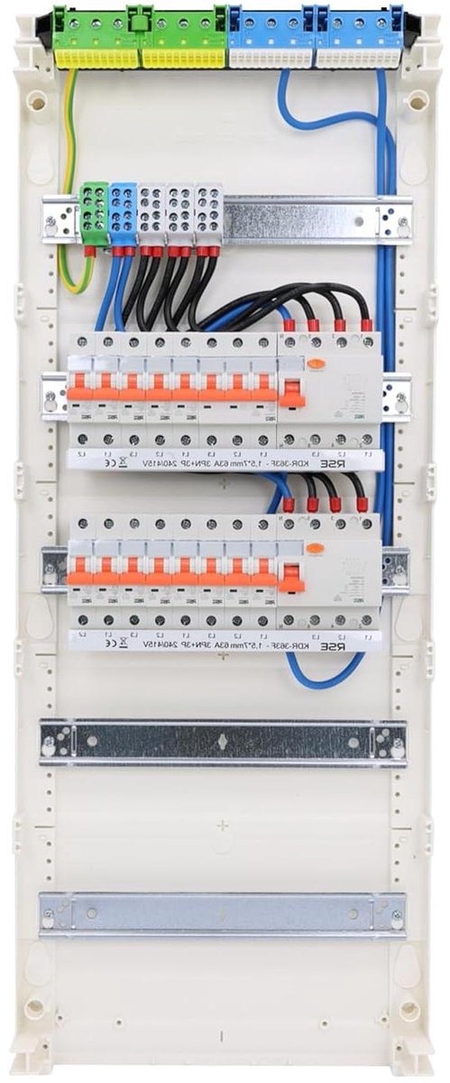 Inbouw Zekeringkast - Verdeelkast Elektrisch - Veilige Stroom Verdeling - Voorbedraad H07V-K - 5-rijen - Wit