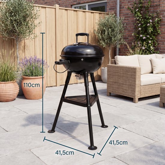 Princess Hybride Kogel BBQ - Elektrische en Houtskool Barbecue - 2000W - Verstelbare Afneembare Thermostaat - Grillrooster met coating - Deksel met Ingebouwde Thermometer - 112270 van Merkloos — afbeelding 2