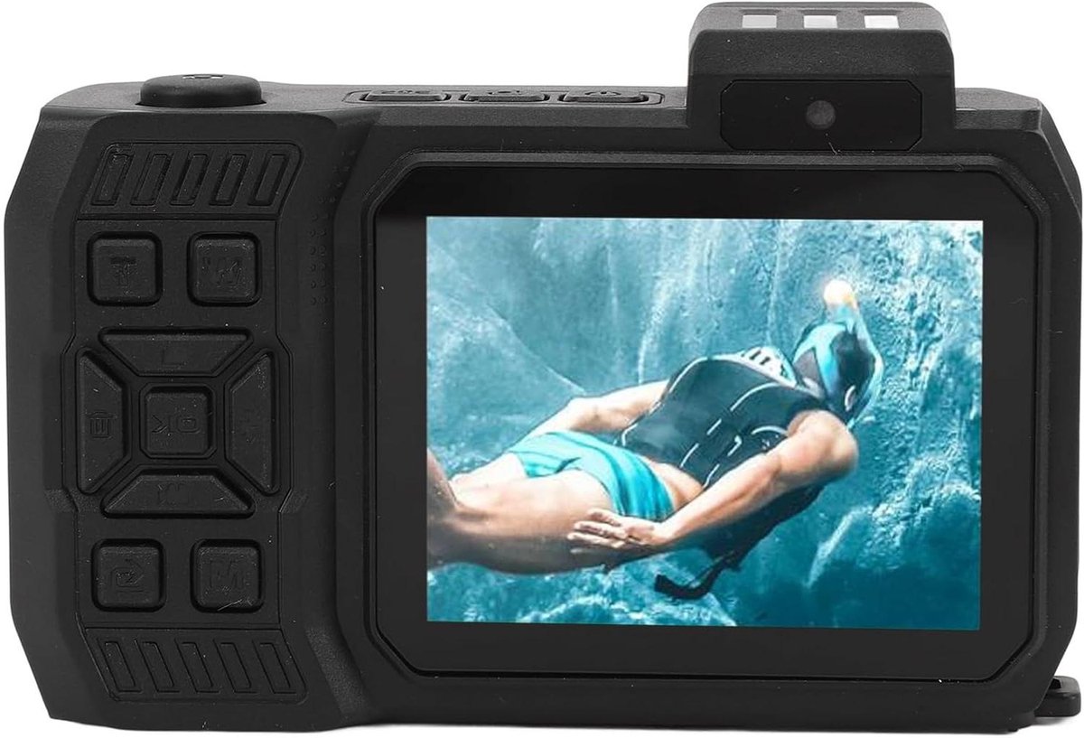 Onderwatercamera 4K - Digitale camera - Onderwater avonturen - Dubbele schermen - 10 meter diep - Zwart