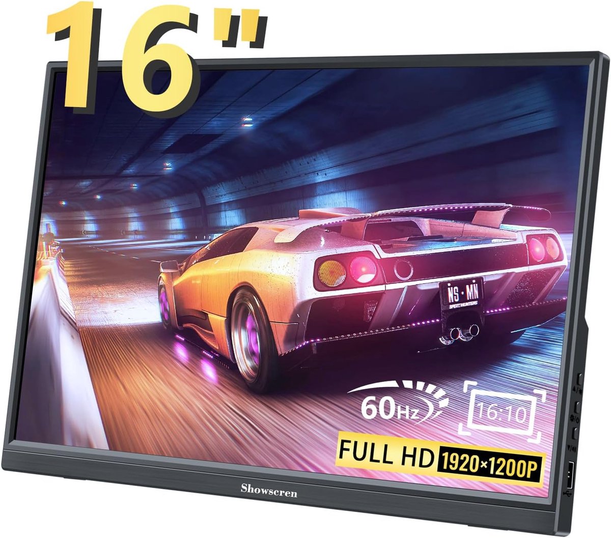 Draagbare Monitor - Full HD Display - Extra Scherm - IPS 178° Kijkhoek - 16 Inch - Zwart